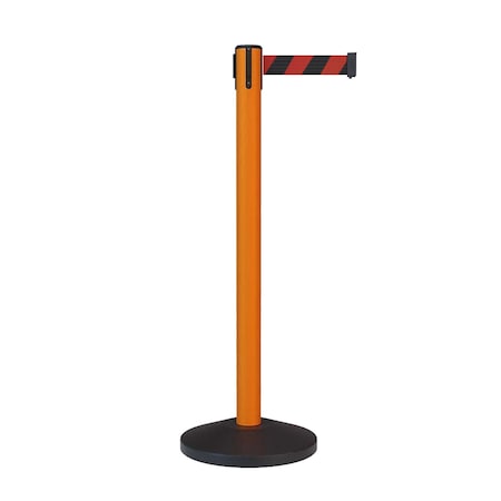 Stanchion Belt Barrier Orange Post 7.5ftBlack/Red Belt